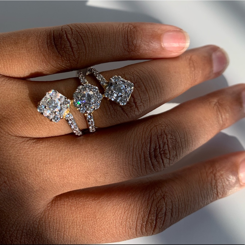 14k Gold CZ Bar Statement Ring - Picture 4 of 7